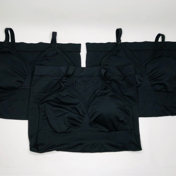 Bundle (3) ILoveSIA Maternity Nursing Tank Top Black Built In Bra, Clips, Soft - Picture 2 of 10
